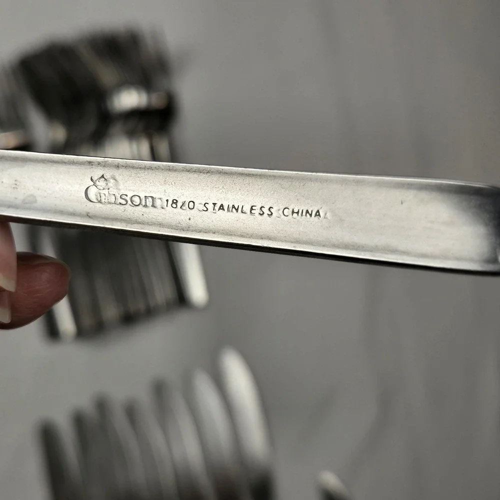 Gibson 34pc Flatware Set Stainless Steel Modern‎ Tapered Silverware Utensils